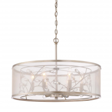 ZEEV Lighting CD10201-6-BNS - 6-Light 21&#34; Organic Drum Crystal Leaf Pendant