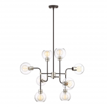 ZEEV Lighting CD10224-8-PN+MBK - 8-Light 34&#34; Adjustable Polished Nickel Geometric Globe Chandelier