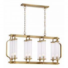 ZEEV Lighting CD10227-8-AGB - 8-Light 40&#34; Linear Aged Brass Fluted Glass Chandelier