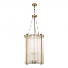 ZEEV Lighting CD10287-12-AGB - 12-Light 24&#34; Foyer Aged Brass Fluted Glass Chandelier