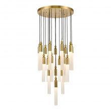 ZEEV Lighting CD10320-19-AGB - 19-Light 25&#34; Cylindrical Glass Aged Brass Multi Pendant