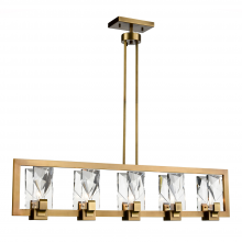 ZEEV Lighting CD10344-5-AGB - 5-Light 46&#34; Sleek Linear Aged Brass Crystal Chandelier