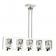 ZEEV Lighting CD10345-5-PN - 5-Light 46&#34; Sleek Linear Polished Nickel Crystal Chandelier