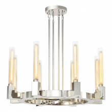 ZEEV Lighting CD10360-8-PN - 8-Light 32&#34; Polished Nickel Wheel Styled Glass Chandelier