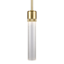 ZEEV Lighting P11701-LED-AGB-G3 - 3&#34; LED 3CCT Vertical Cylindrical Pendant Light, 12&#34; Fluted Glass and Aged Brass Finish