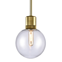 ZEEV Lighting P11705-E26-AGB-G11 - 8&#34; E26 Clear Globe Glass Pendant Light and Aged Brass Metal Finish