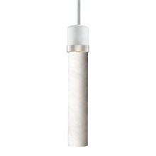 ZEEV Lighting P11706-E26-MW-K-PN-G9 - 3&#34; E26 Cylindrical Pendant Light, 12&#34; Spanish Alabaster and Matte White with Nickel Finish