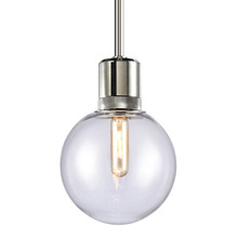 ZEEV Lighting P11707-E26-PN-G11 - 8&#34; E26 Clear Globe Glass Pendant Light and Polished Nickel Metal Finish