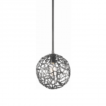 ZEEV Lighting P30037-1-MBK - 1-Light 10&#34; Organic Matte Black Metal Globe Pendant