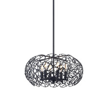 ZEEV Lighting P30039-6-MBK - 6-Light 18&#34; Organic Matte Black Oval Shade Pendant Light