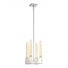 ZEEV Lighting P30100-4-PN - 4-Light 12&#34; Polished Nickel Square Arm Styled Glass Chandelier