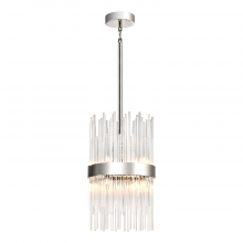 ZEEV Lighting P30106-8-PN - 8-Light 10&#34; Sleek Polished Nickel Banded Cylindrical Crystal Pendant