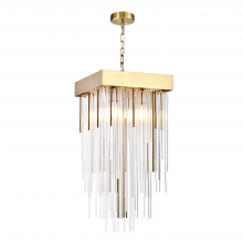 ZEEV Lighting P30107-4-P-AGB - 4-Light 12&#34; Square Aged Brass Crystal Pendant Light