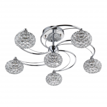 ZEEV Lighting SF50005-6-CH - 6-Light 23&#34; Swirling Crystal Globe Semi-Flush Mount