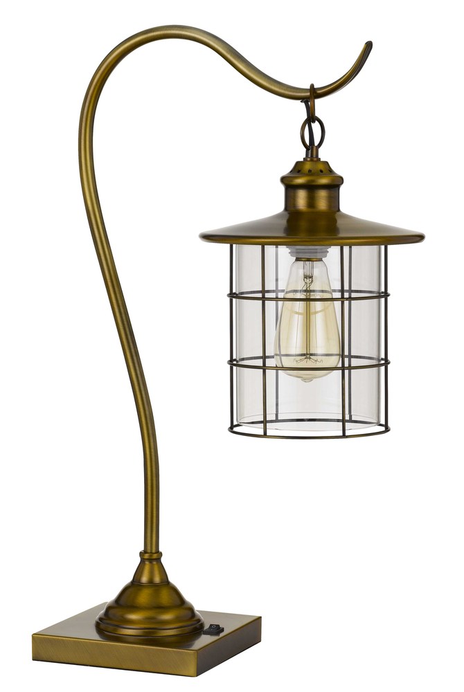 25&#34; Height Metal Desk Lamp in Rubbed Antique Brass Finish