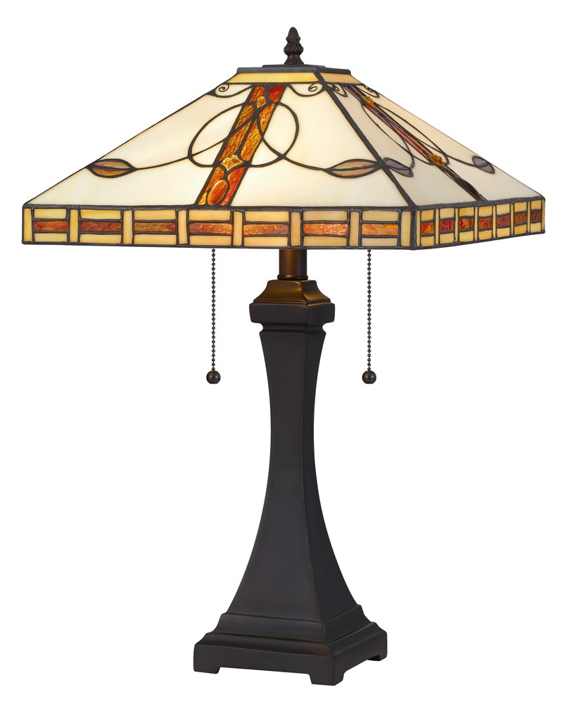 22.25&#34; Height Tiffany Table Lamp in Dark Bronze Finish