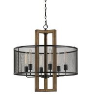 CAL Lighting FX-3678-6 - 29&#34; Height Mesh Chandelier with Wood Finish