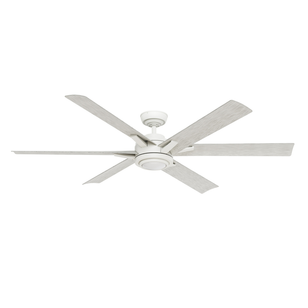 Casablanca 65&#34; Melia ENERGY STAR® Fresh White Damp Rated Ceiling Fan w/ LED Lt Kit and Wall Cont