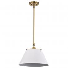 Nuvo 60/7412 - Dover; 1 Light; Medium Pendant; White with Vintage Brass