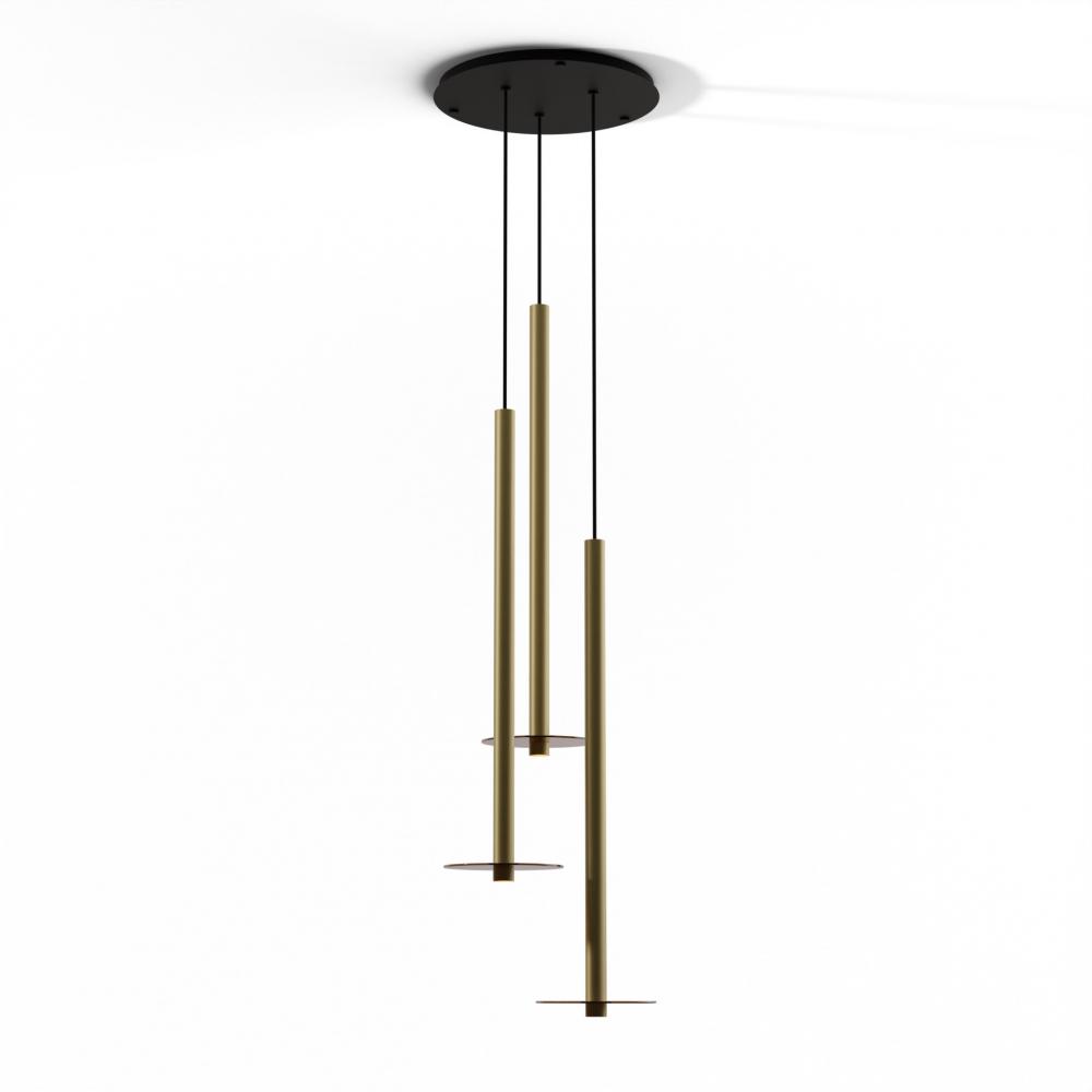 Combi Pendant 36&#34; Circular 3 Combo Brass with Matte Black Canopy