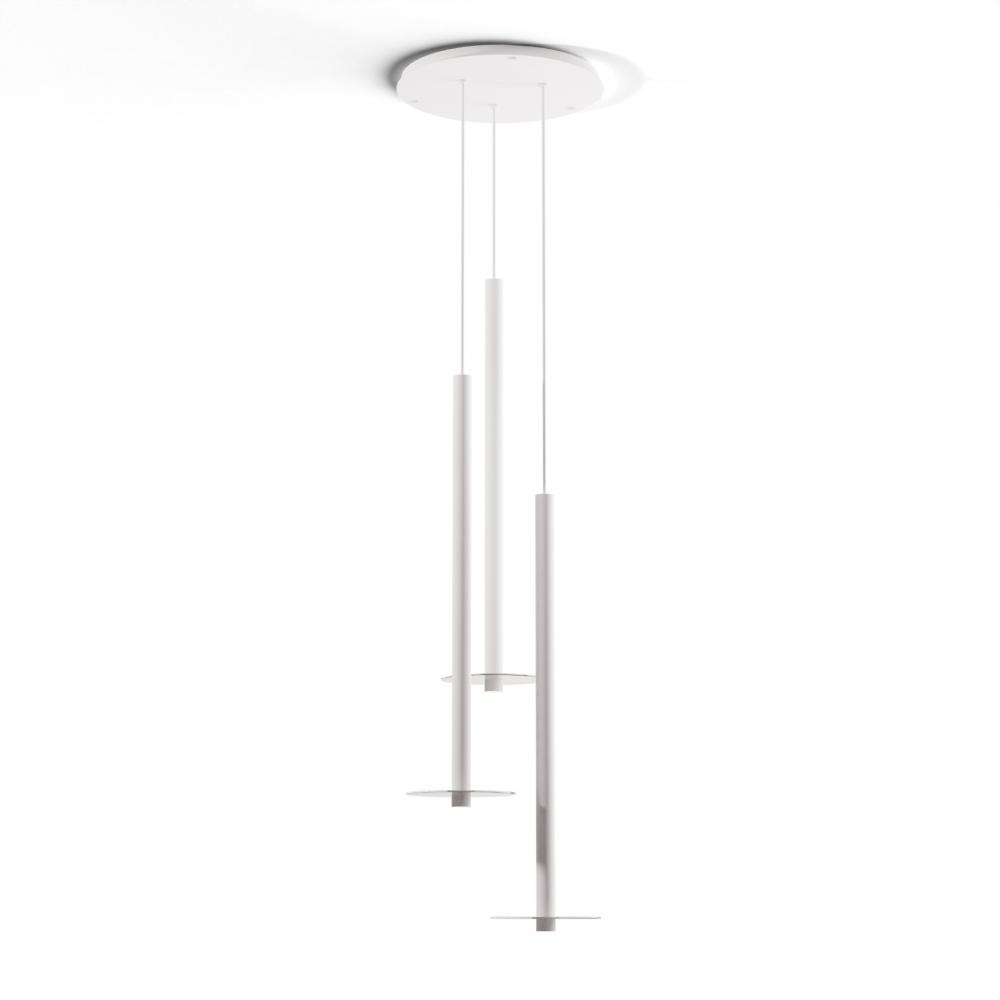 Combi Pendant 36&#34; Circular 3 Combo Matte White with Matte White Canopy