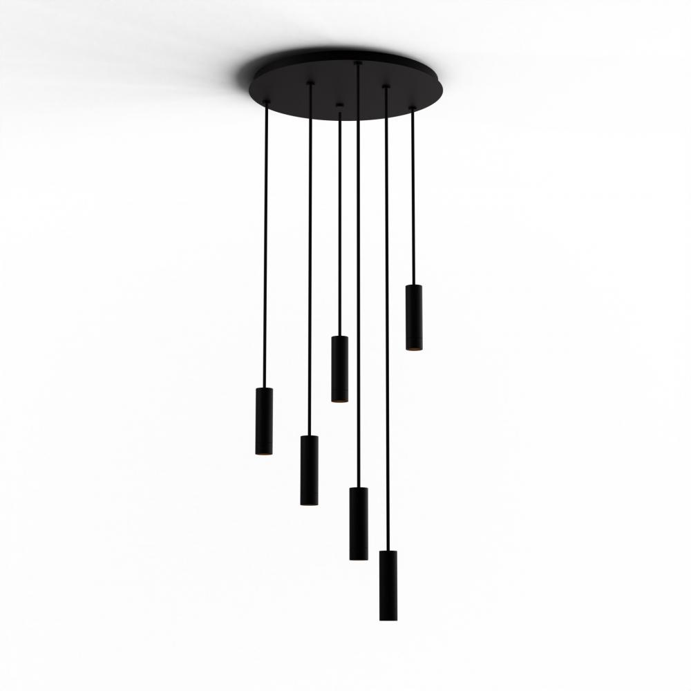 Combi Pendant 6&#34; Circular 6 Combo Matte Black with Matte Black Canopy