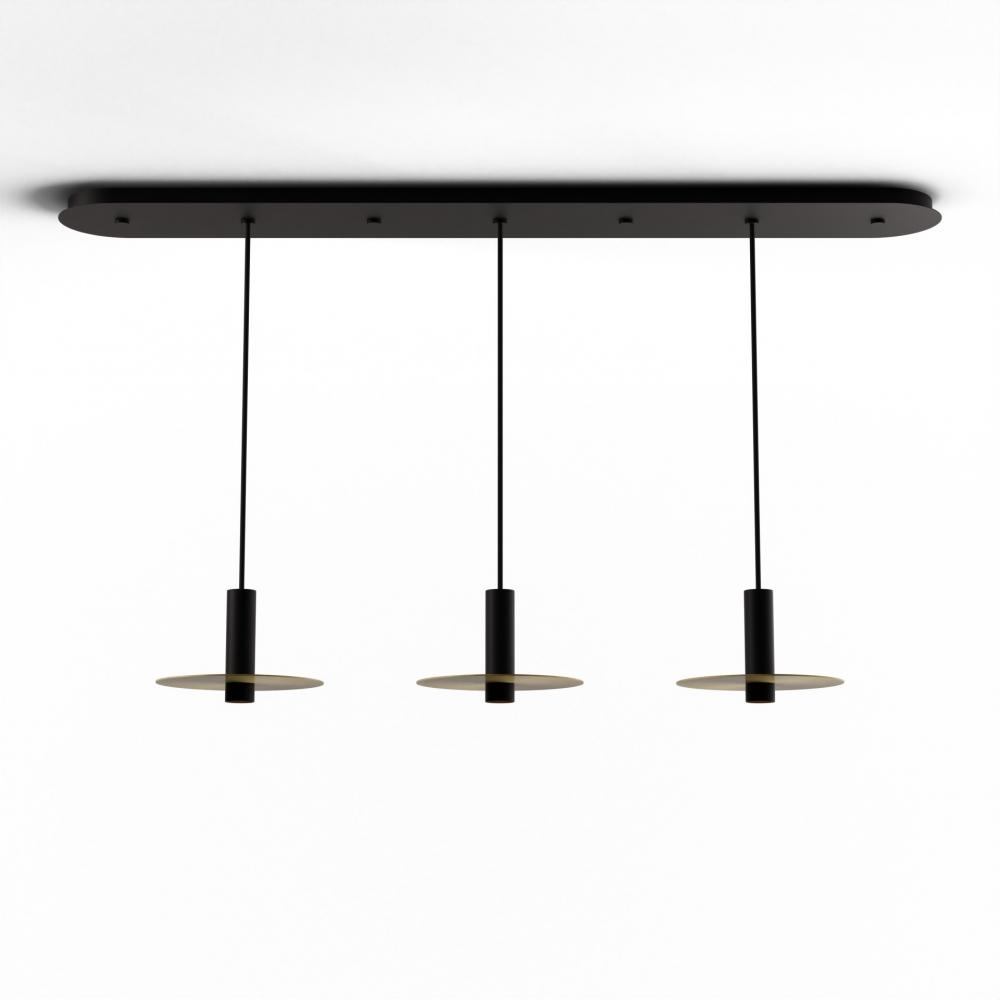 Combi Pendant 6&#34; Linear 3 Combo Matte Black with Matte Black Canopy