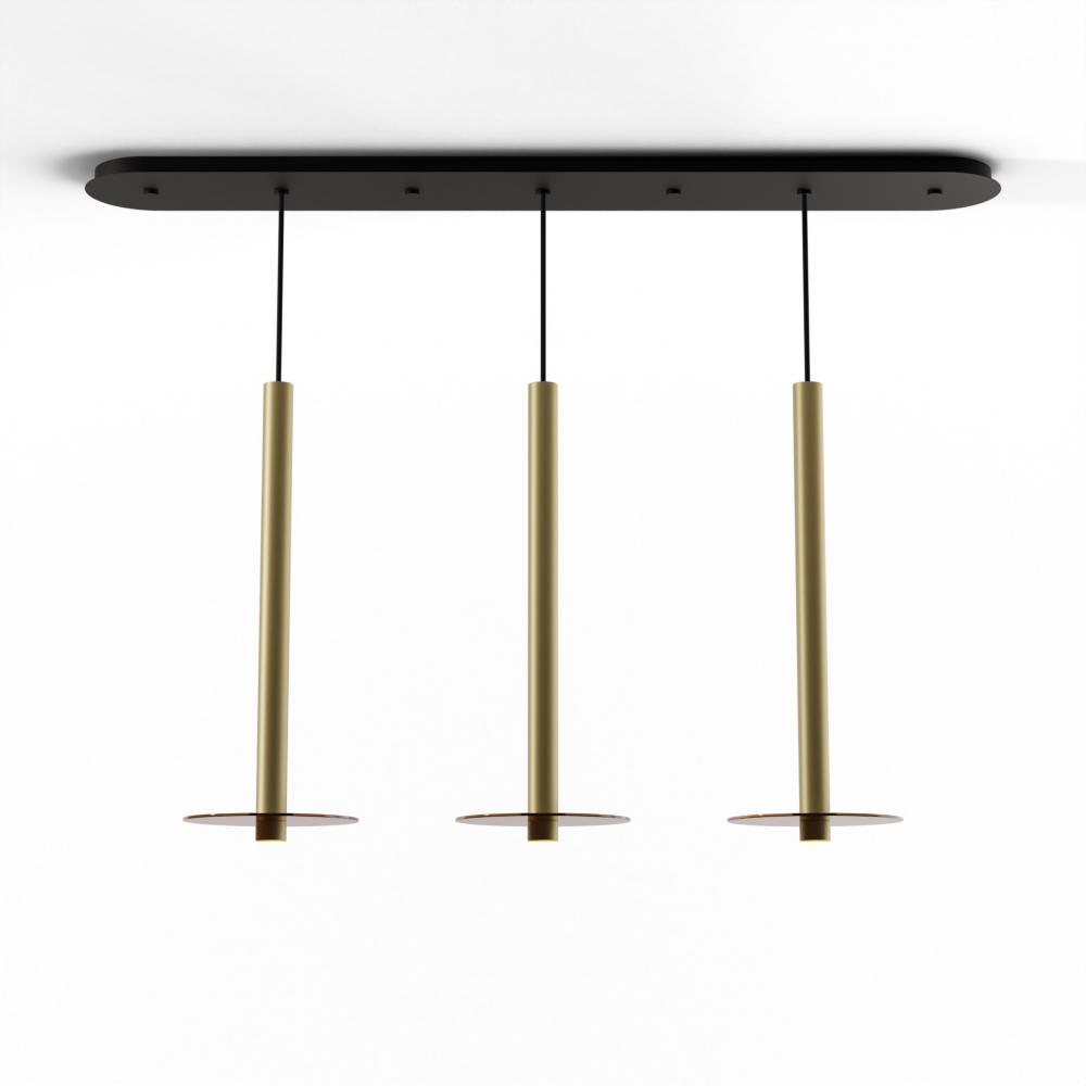 Combi Pendant 24&#34; Linear 3 Combo Brass with Matte Black Canopy