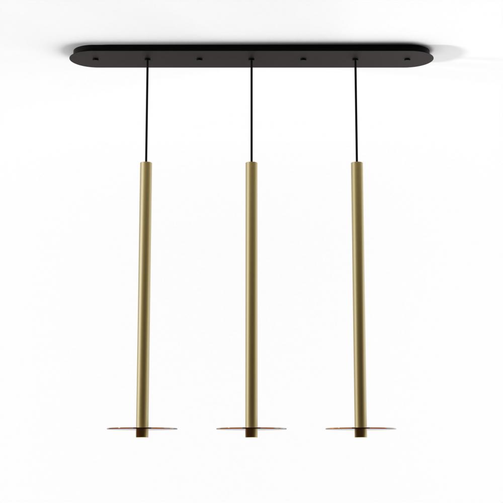 Combi Pendant 36&#34; Linear 3 Combo Brass with Matte Black Canopy