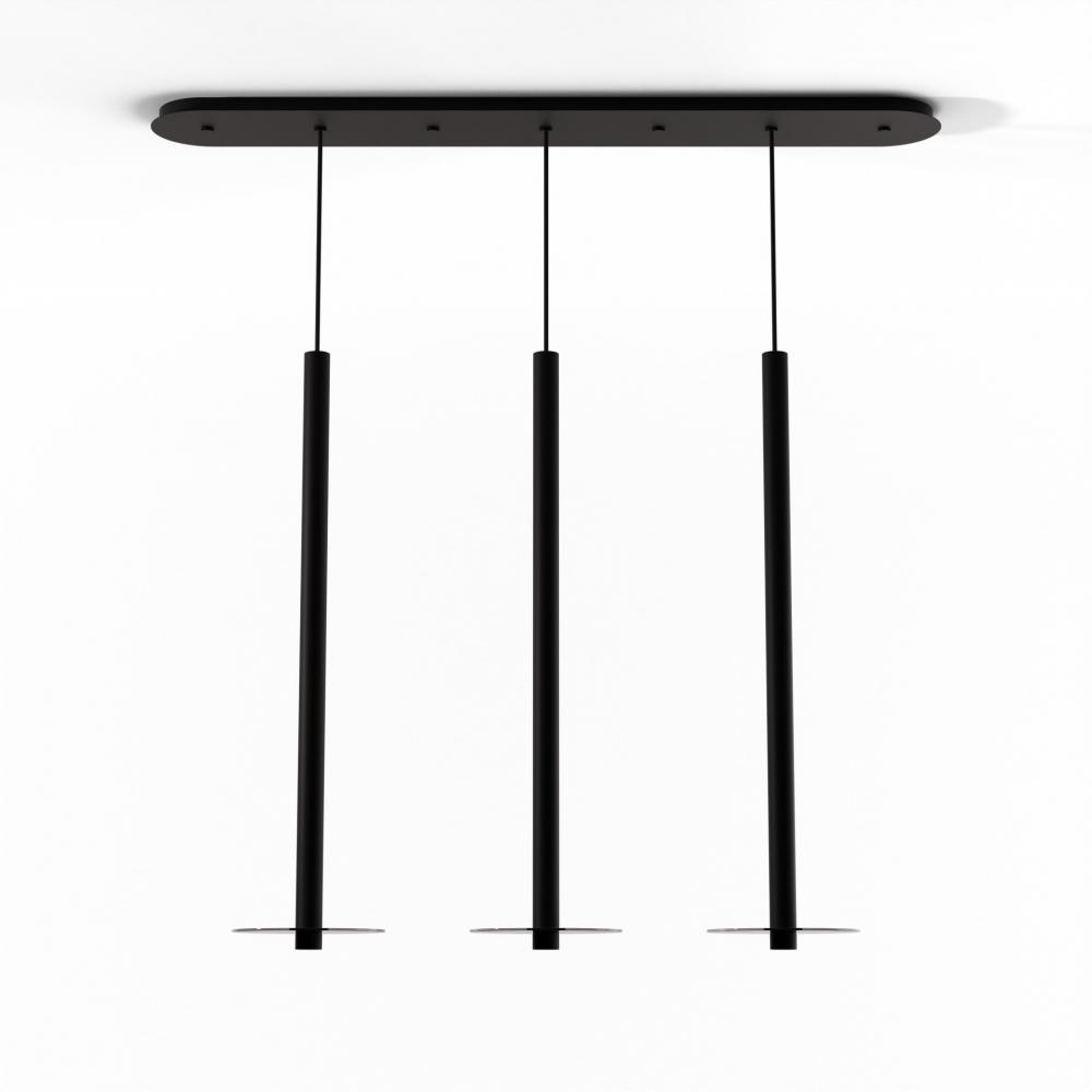 Combi Pendant 36&#34; Linear 3 Combo Matte Black with Matte Black Canopy