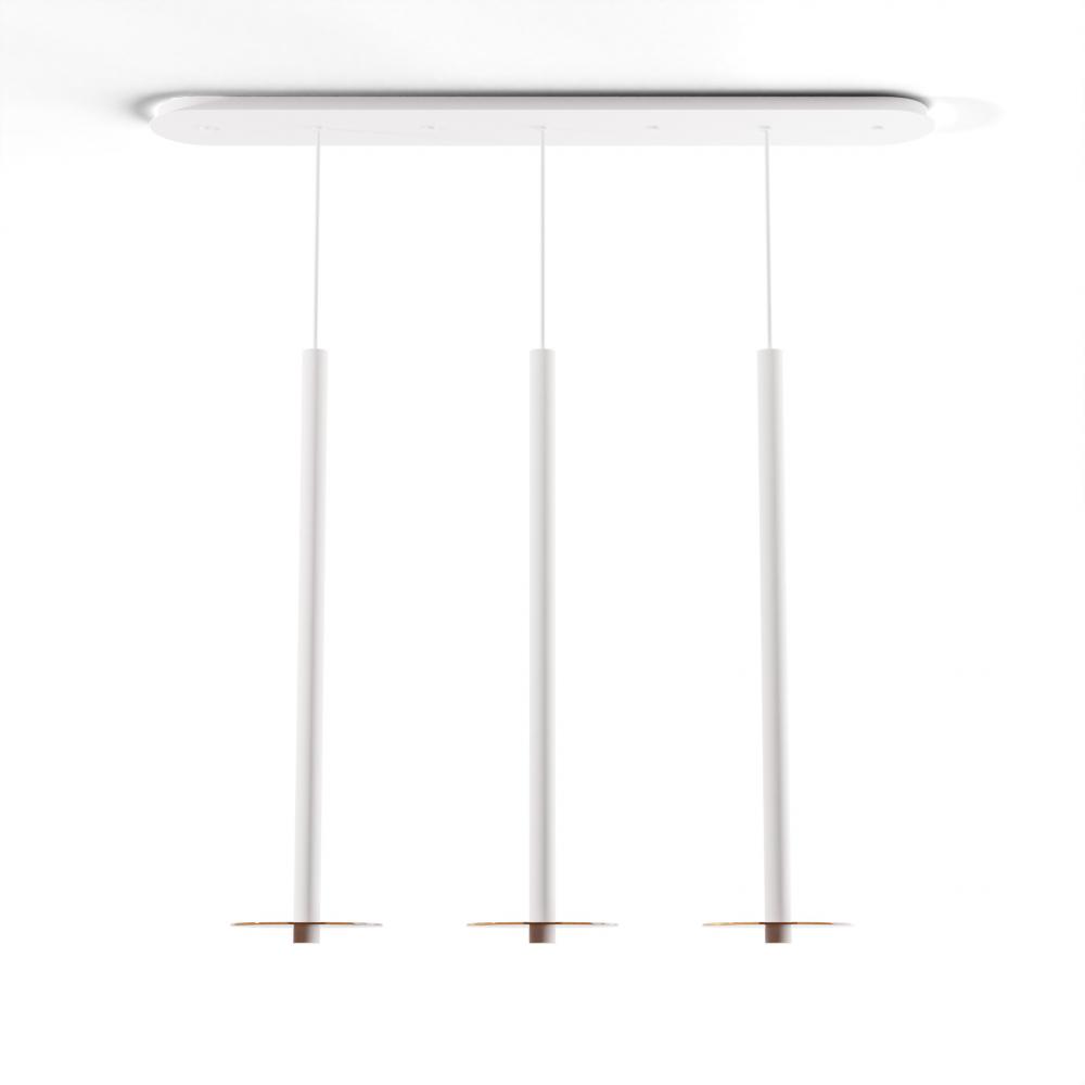 Combi Pendant 36&#34; Linear 3 Combo Matte White with Matte White Canopy