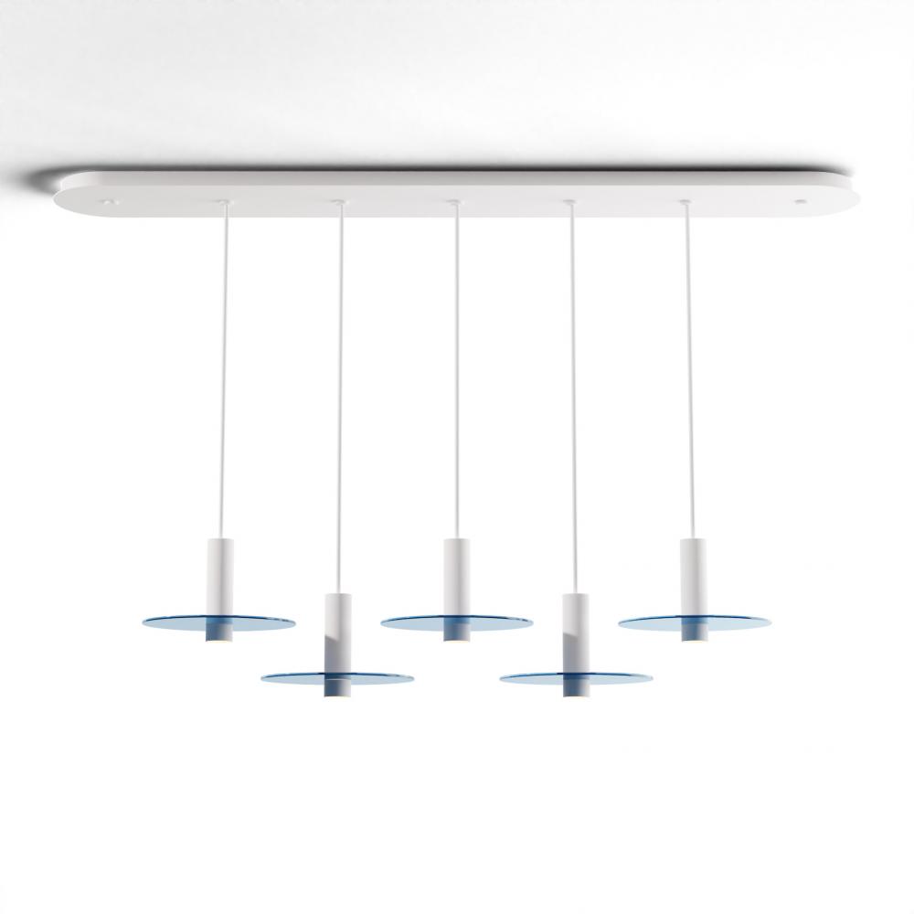 Combi Pendant 6&#34; Linear 5 Combo Matte White with Matte White Canopy