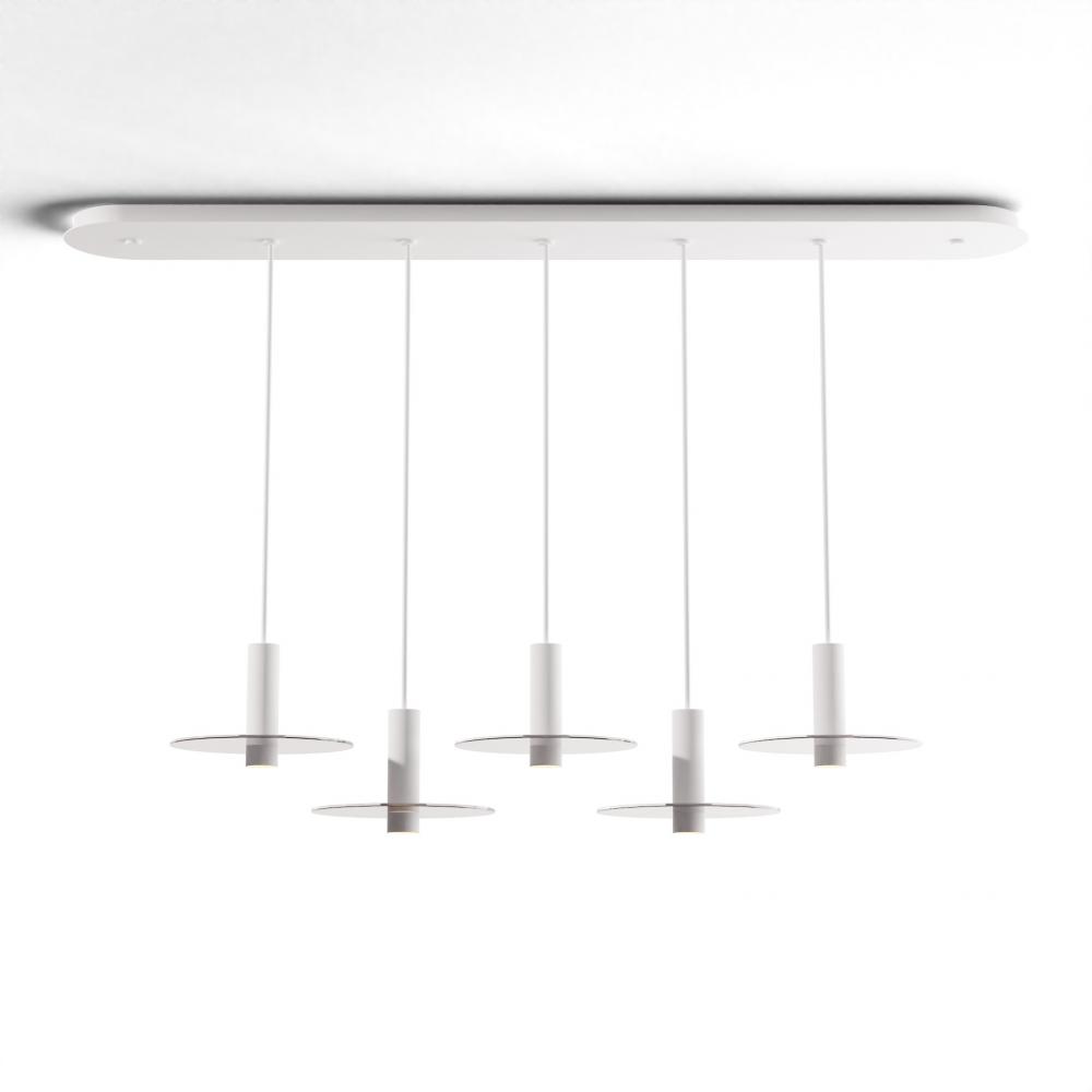 Combi Pendant 6&#34; Linear 5 Combo Matte White with Matte White Canopy