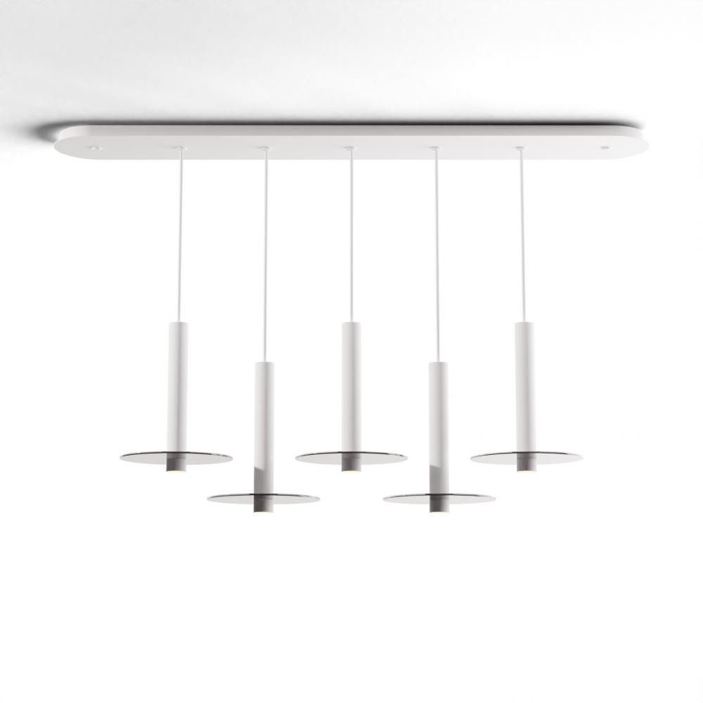 Combi Pendant 12&#34; Linear 5 Combo Matte White with Matte White Canopy