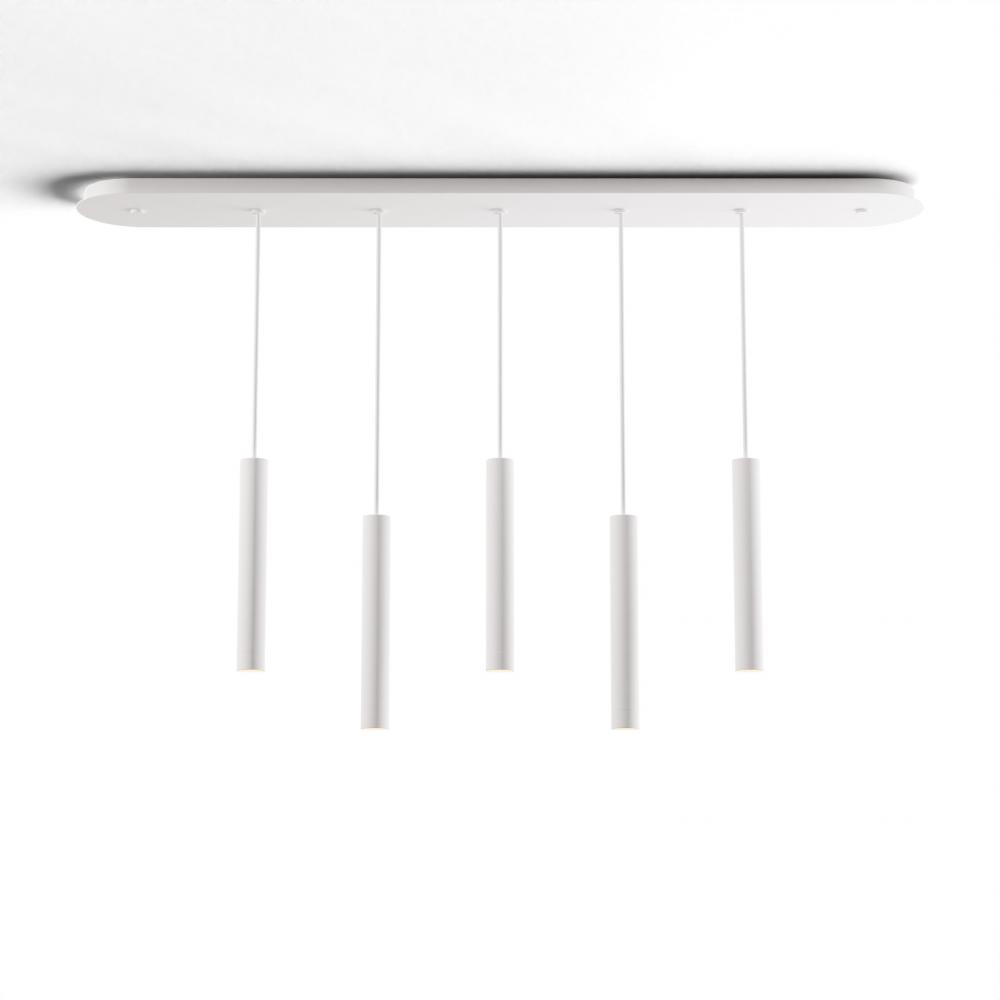 Combi Pendant 12&#34; Linear 5 Combo Matte White with Matte White Canopy