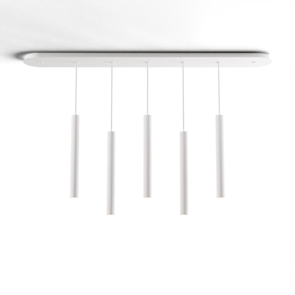 Combi Pendant 16&#34; Linear 5 Combo Matte White with Matte White Canopy