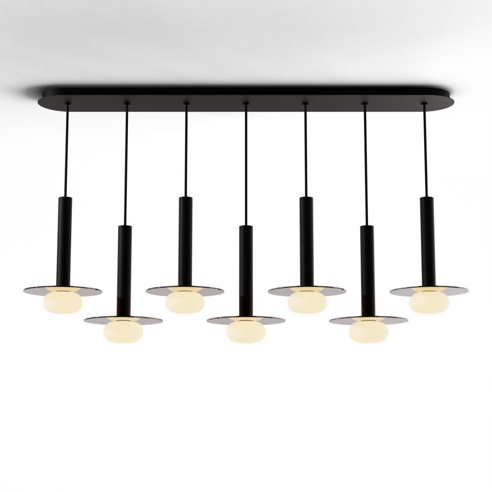 Combi Pendant 12&#34; Linear 7 Combo Matte Black with Matte Black Canopy