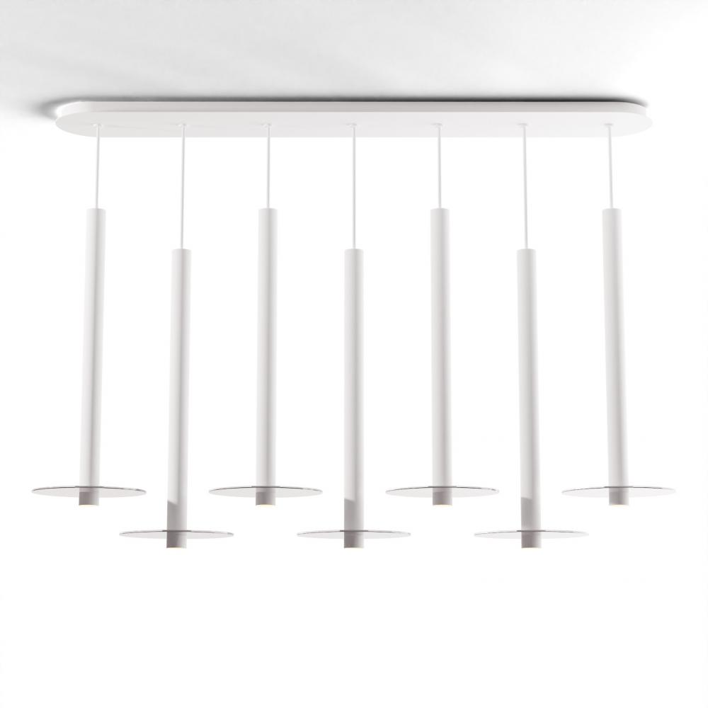 Combi Pendant 24&#34; Linear 7 Combo Matte White with Matte White Canopy