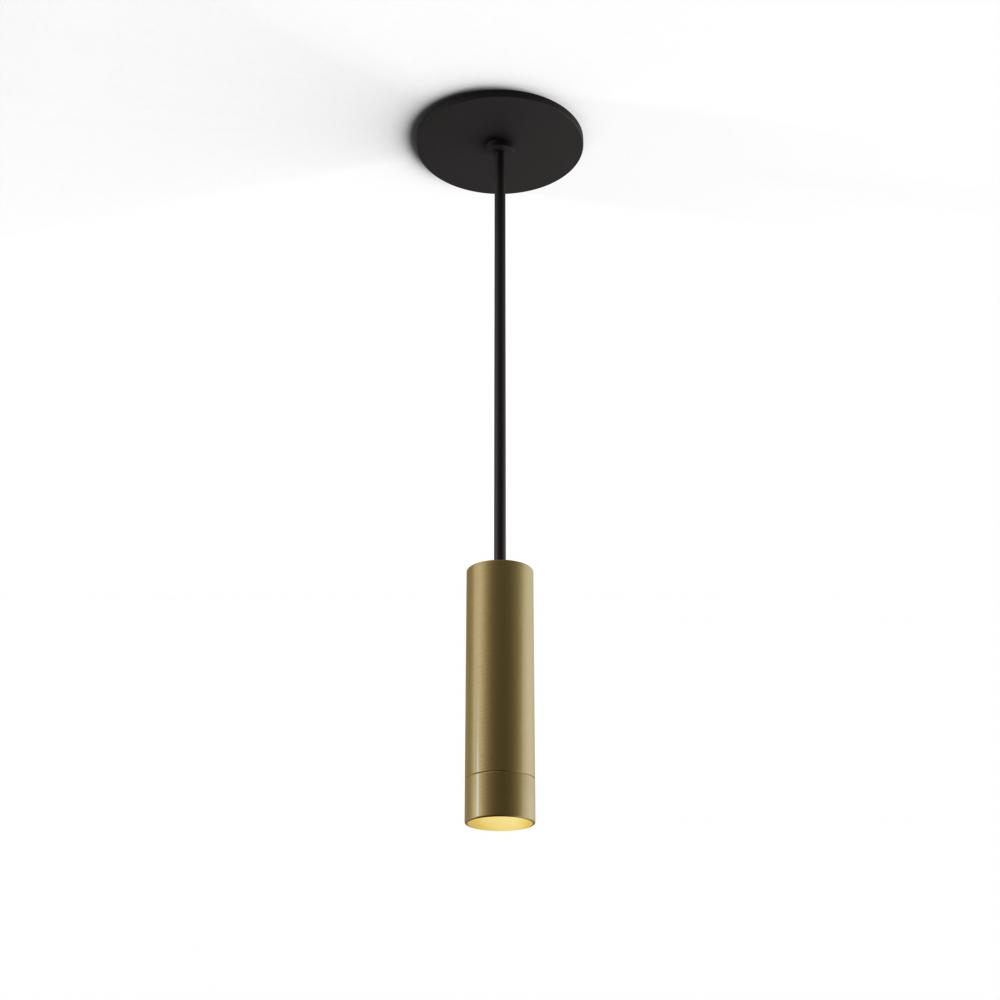 Combi Pendant 6&#34; Single Unit Brass with Matte Black Canopy, Suspension / Flush Mount 2-in-1