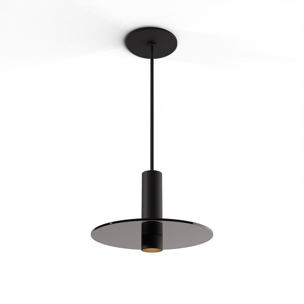 Combi Pendant 6&#34; Single Unit Matte Black with Matte Black Canopy, 9&#34; glass plate (Dark Grey)