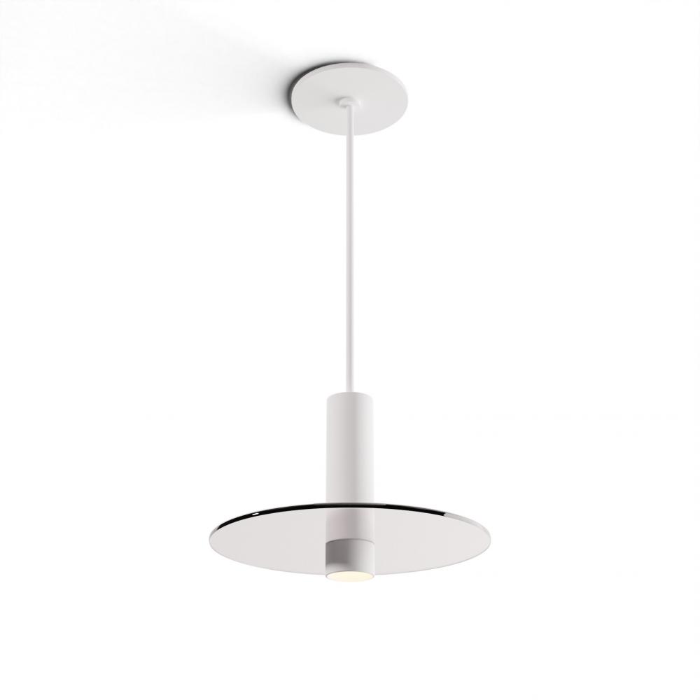 Combi Pendant 6&#34; Single Unit Matte White with Matte White Canopy, 9&#34; glass plate (Clear) att