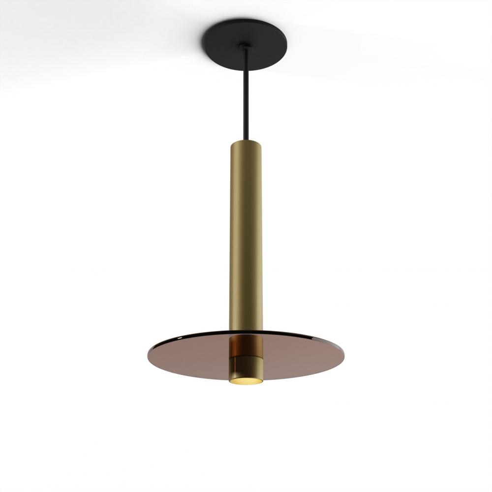 Combi Pendant 12&#34; Single Unit Brass with Matte Black Canopy