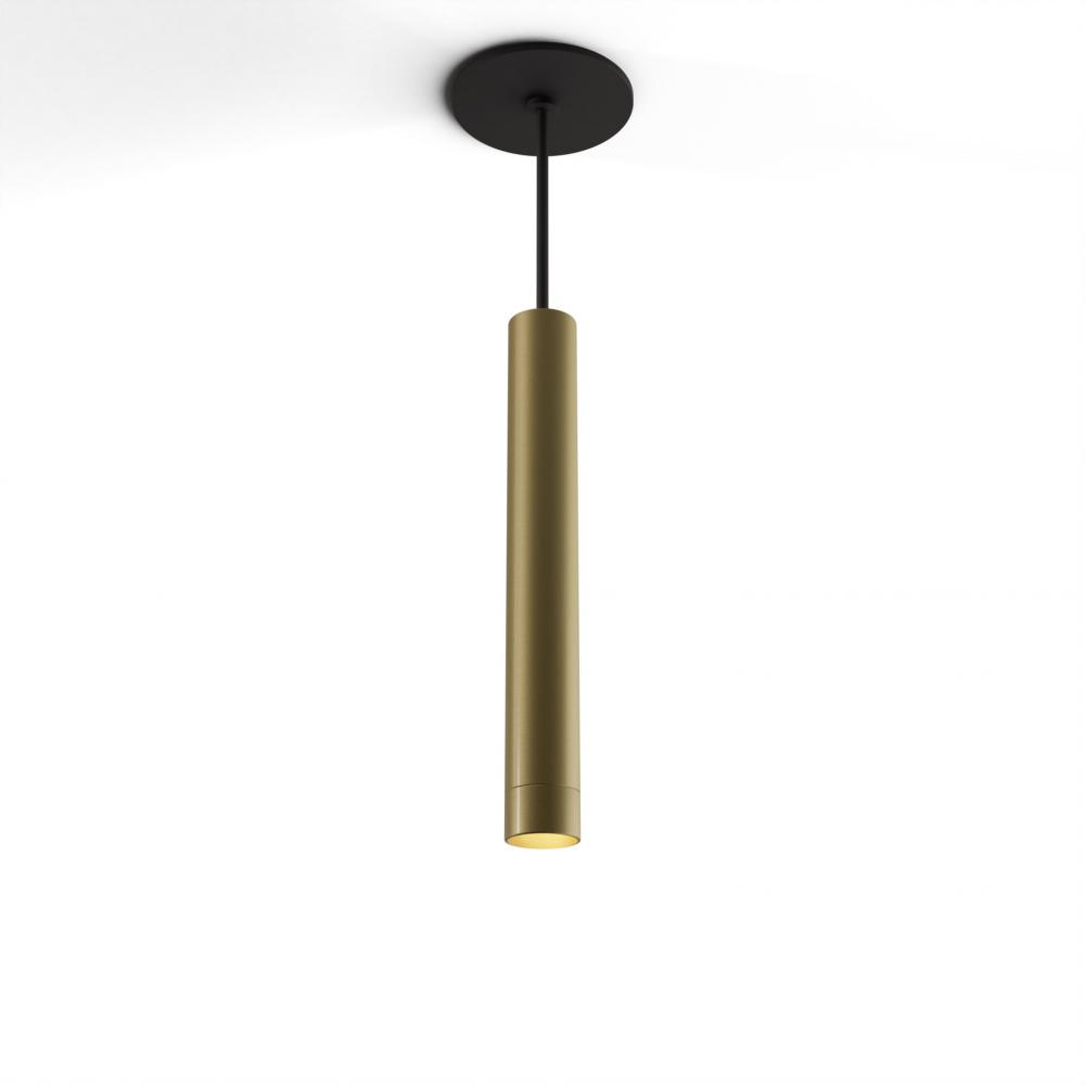 Combi Pendant 12&#34; Single Unit Brass with Matte Black Canopy, Suspension / Flush Mount 2-in-1