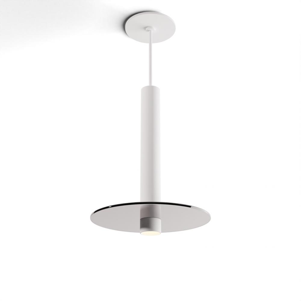 Combi Pendant 12&#34; Single Unit Matte White with Matte White Canopy, 9&#34; glass plate (Dark Grey