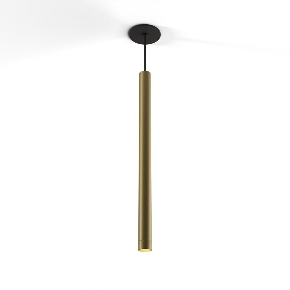 Combi Pendant 24&#34; Single Unit Brass with Matte Black Canopy, Suspension / Flush Mount 2-in-1