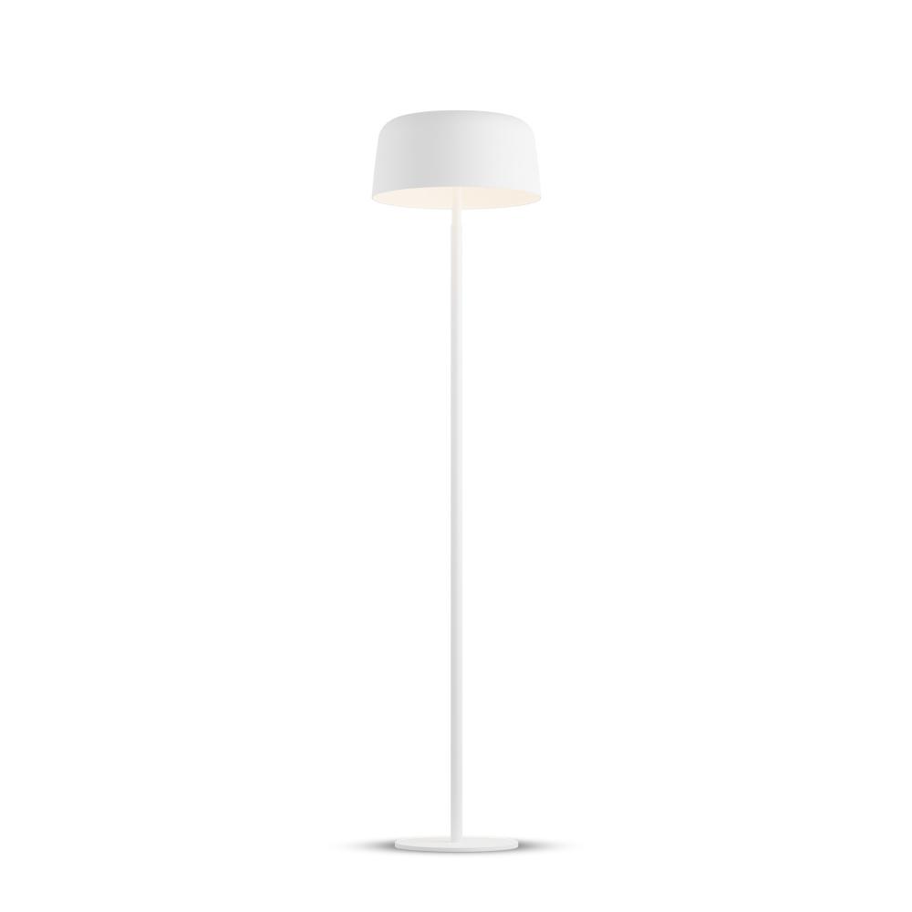 Yurei Floor Lamp (Matte White) with 14&#34; Metal Shade, Matte White