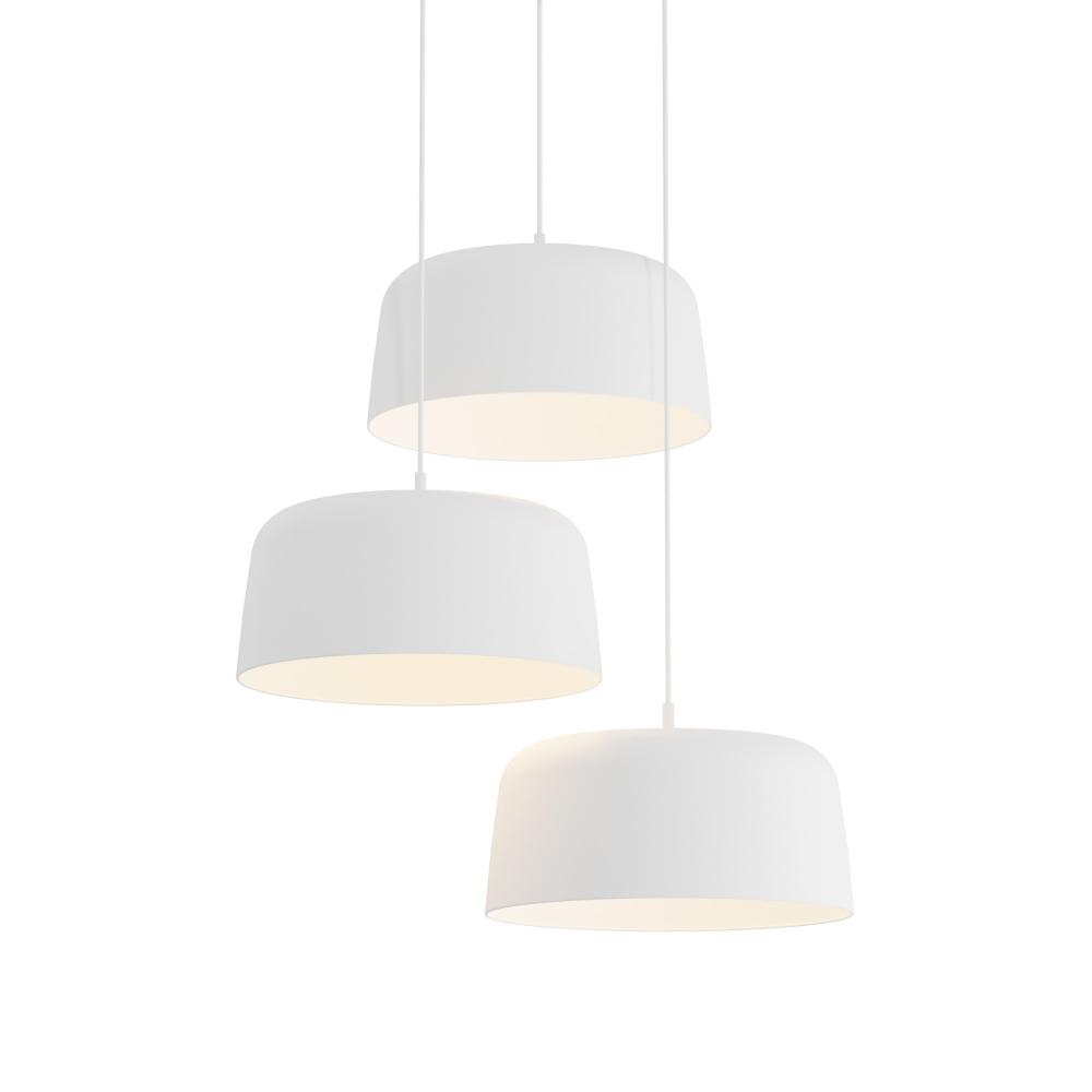 Yurei Circular 3 Pendant Lamp (Matte White) with 14&#34; Metal Shade, Matte White