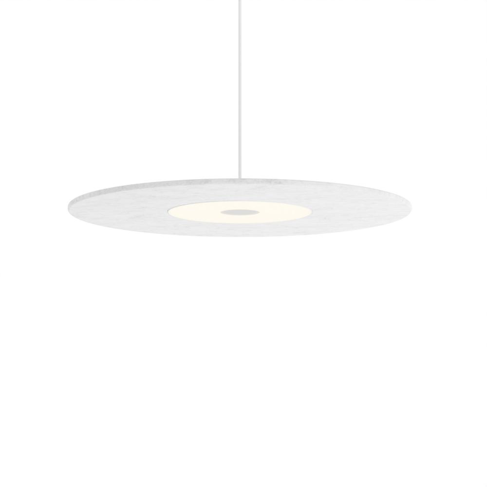 Yurei Single Pendant Lamp (Matte White) with 22&#34; Acoustic Panel, Light Marble