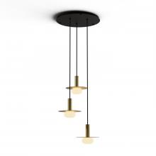 Koncept Inc CMP-C3-S-06-BRS+MBRS9+GLB - Combi Pendant 6&#34; Circular 3 Combo Brass with Matte Black Canopy