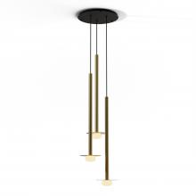 Koncept Inc CMP-C3-S-36-BRS+MBRS9+GLB - Combi Pendant 36&#34; Circular 3 Combo Brass with Matte Black Canopy